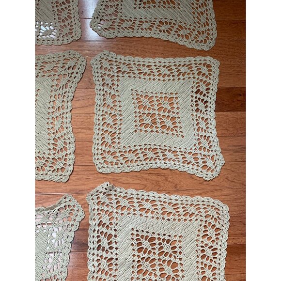 Set of 6 Handcrafted Beige Crochet Cotton Lace Doilies Home Decor 10"x11" - Picture 5 of 11